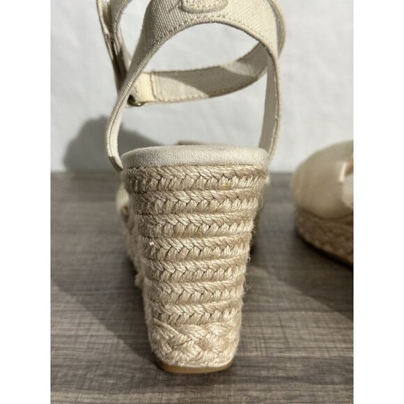 Toms Marisela Wedge Sandals Natural Slubby Woven Size 11 - Picture 5 of 16